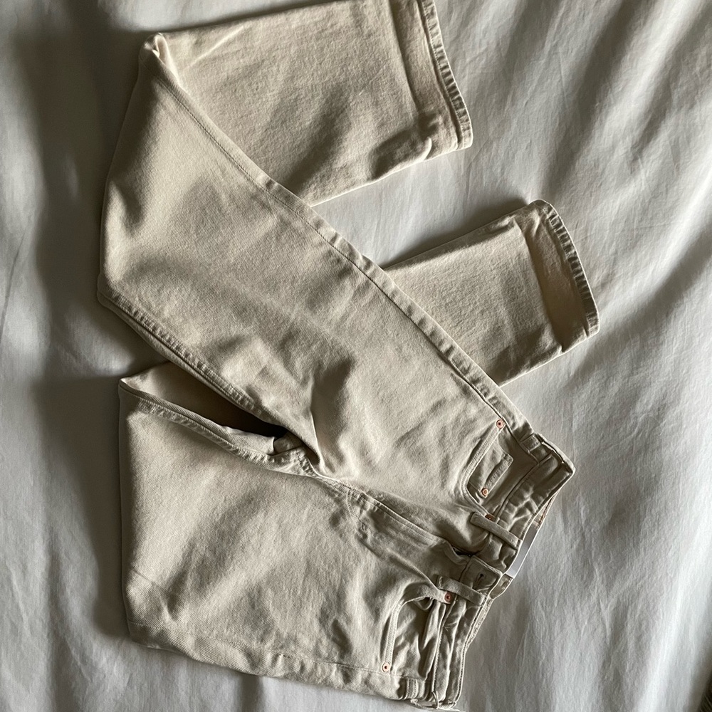 H&M Vintage Slim Jeans, Cream, Size 2